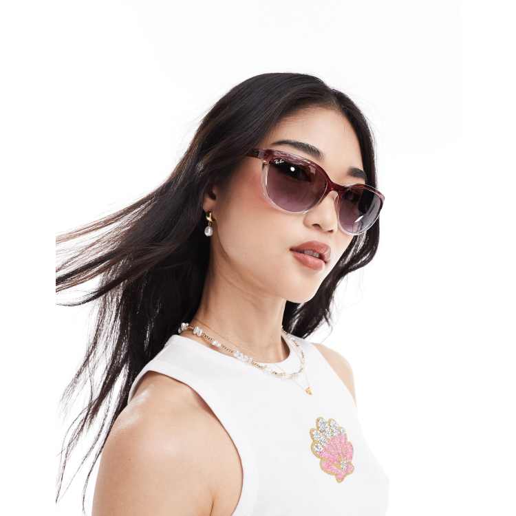 Ray Ban round sunglasses in transparent pink Cra wallonieShops sunglasses CLAIRE C