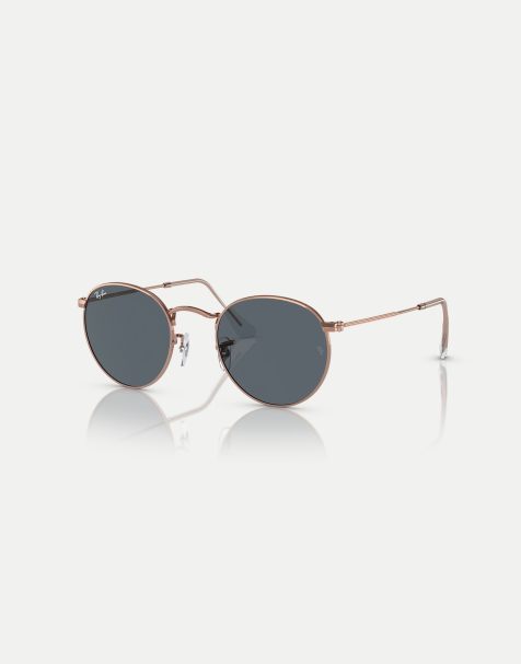 Ray-Ban – Runde Sonnenbrille mit Metallrahmen in Roségold und Gläsern in Blau - view 1