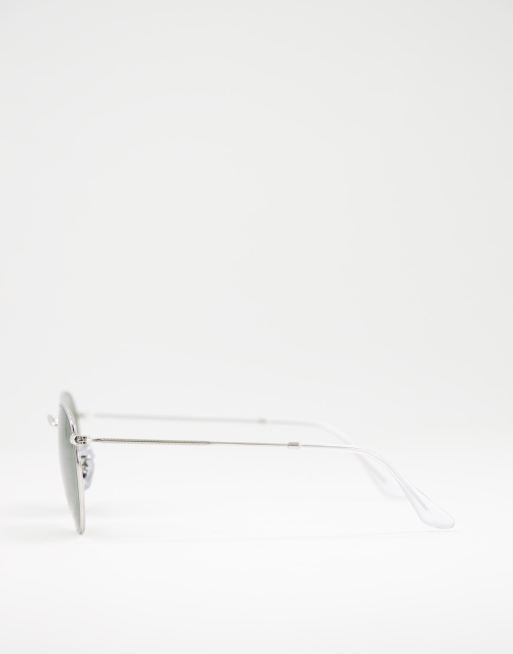 Ray-Ban – Runde Sonnenbrille mit Rahmen in Silber und grün getönten Gläsern, 4 von 4