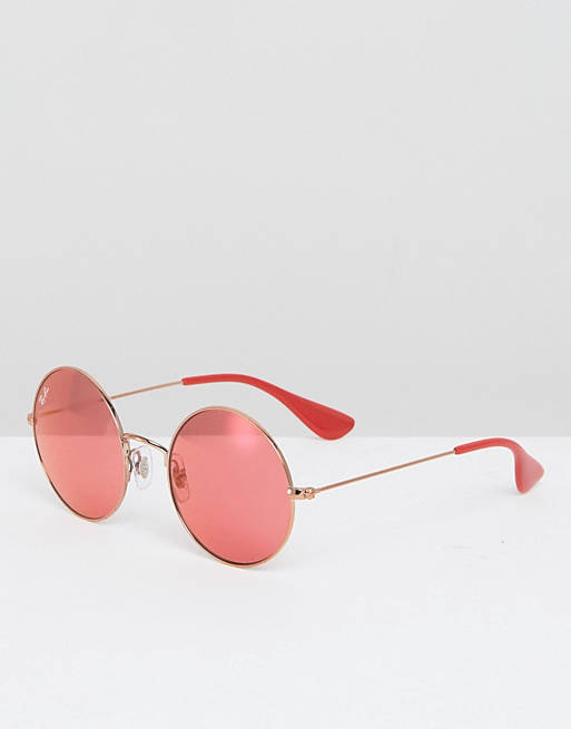 Ray-Ban – Runde Sonnenbrille mit roten Gläsern
