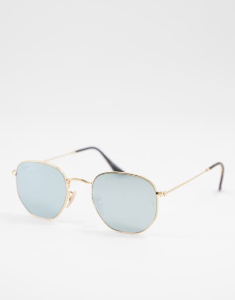 Ray-Ban – Sechseckige Sonnenbrille in Gold mit verspiegelten Gläsern - view 1