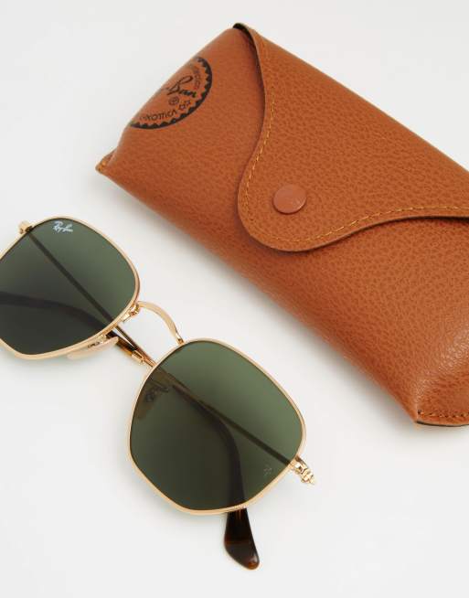 Ray-Ban – Sechseckige Sonnenbrille mit flachen Gläsern und goldfarbenem Gestell, 2 von 4