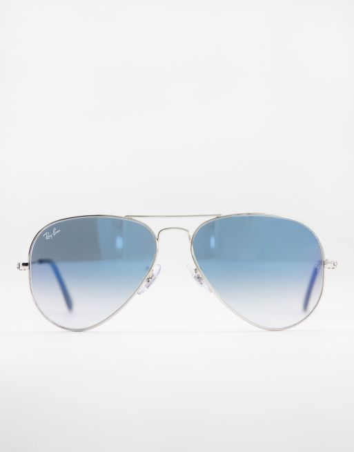 Ray-Ban – Silverfärgade pilotsolglasögon med blå ombre-glas, 3 av 4