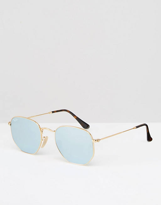 Ray-Ban – Sonnenbrille mit sechseckigen, silber verspiegelten Gläsern | ASOS