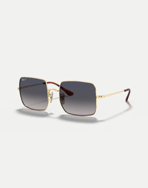 Ray-Ban - Square 1971 Classic - Lunettes de soleil carrées à verres bleus polarisés - Doré - view 1