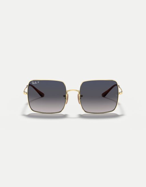 Ray-Ban - Square 1971 Classic - Lunettes de soleil carrées à verres bleus polarisés - Doré, 3 de 4