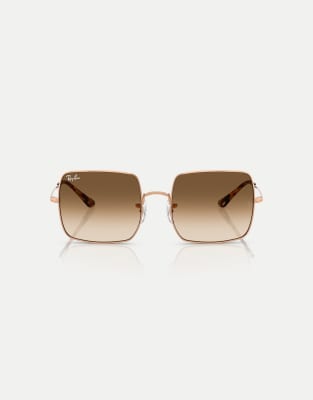 Ray-Ban - Square 1971 - Klassische, eckige Sonnenbrille in Roségold mit braunen Gläsern-Goldfarben