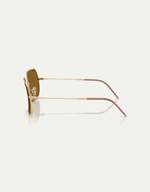 Ray-Ban - Square - Lunettes de soleil carrées à verres marron polarisés - Doré Arista, 4 de 4