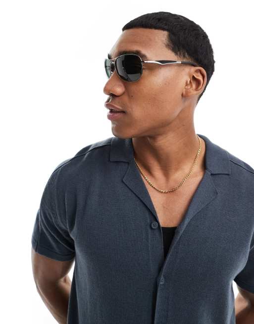 Ray-Ban square metal sunglasses in black, 2 of 4