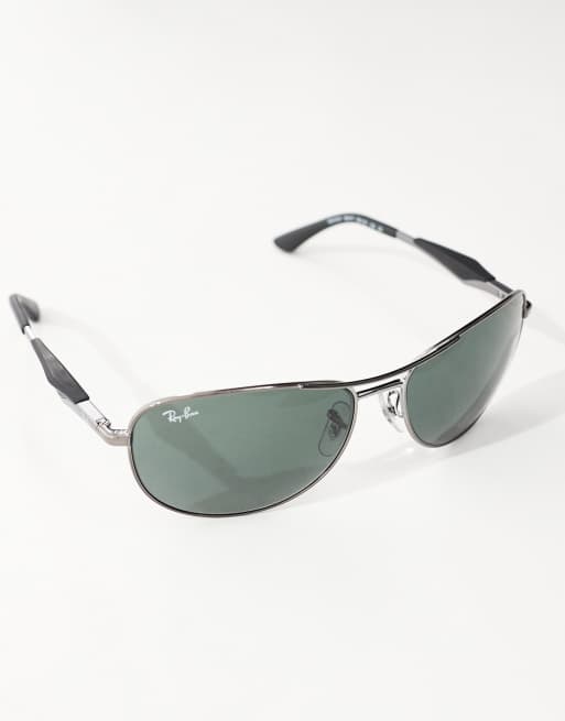 Ray-Ban square metal sunglasses in black, 3 of 4