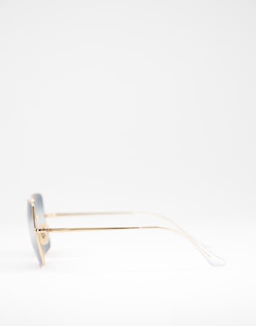 Ray-Ban square metal sunglasses in gold with blue lens, 4 of 4