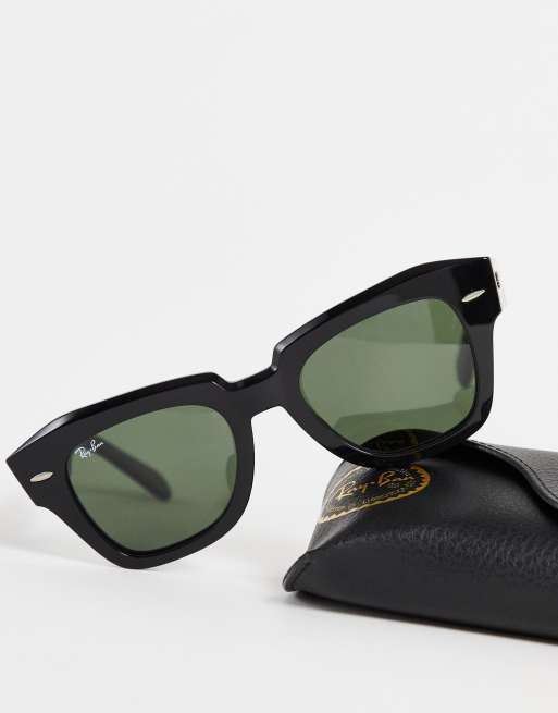 Ray-ban square state street sunglasses in black ORB2186 | ASOS