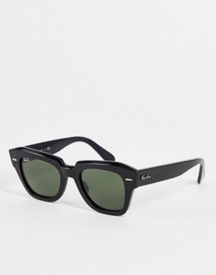 Ray-ban square state street sunglasses in black ORB2186 - ASOS Price Checker