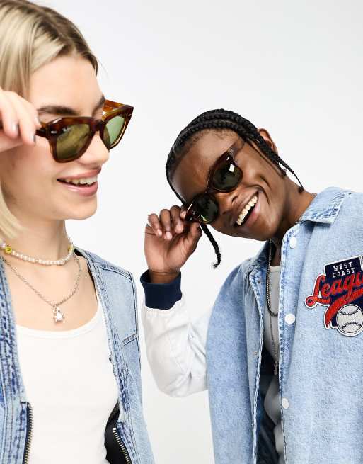 Ray-Ban State Street square sunglasses in tortoiseshell with green