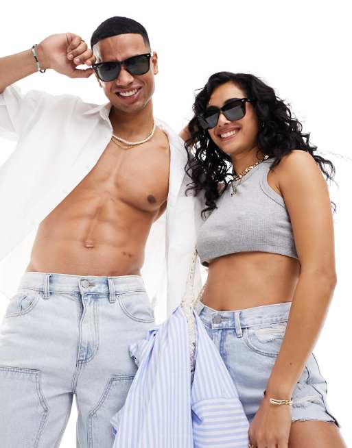 Ray-Ban – Svarta fyrkantiga solglasögon med polariserande, gröna glas, 3 av 4