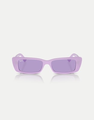 Ray-Ban - Teru - Rechteckige Sonnenbrille in Flieder mit lila Gläsern