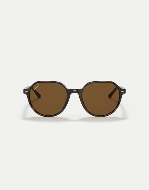 Ray-Ban Thalia square polarised sunglasses with brown lens in havana