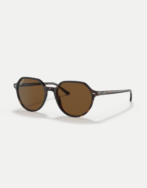 Ray-Ban Thalia square polarised sunglasses with brown lens in havana, 3 of 3