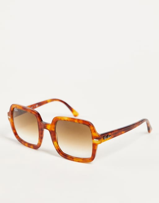 Ray Ban Ubergrosse Eckige Damen Sonnenbrille Im 70er Stil In Braun Asos