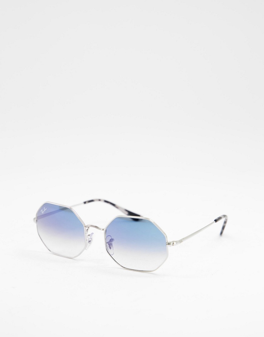 Ray-Ban - Unisex achthoekige zonnebril in zilver 0RB1972