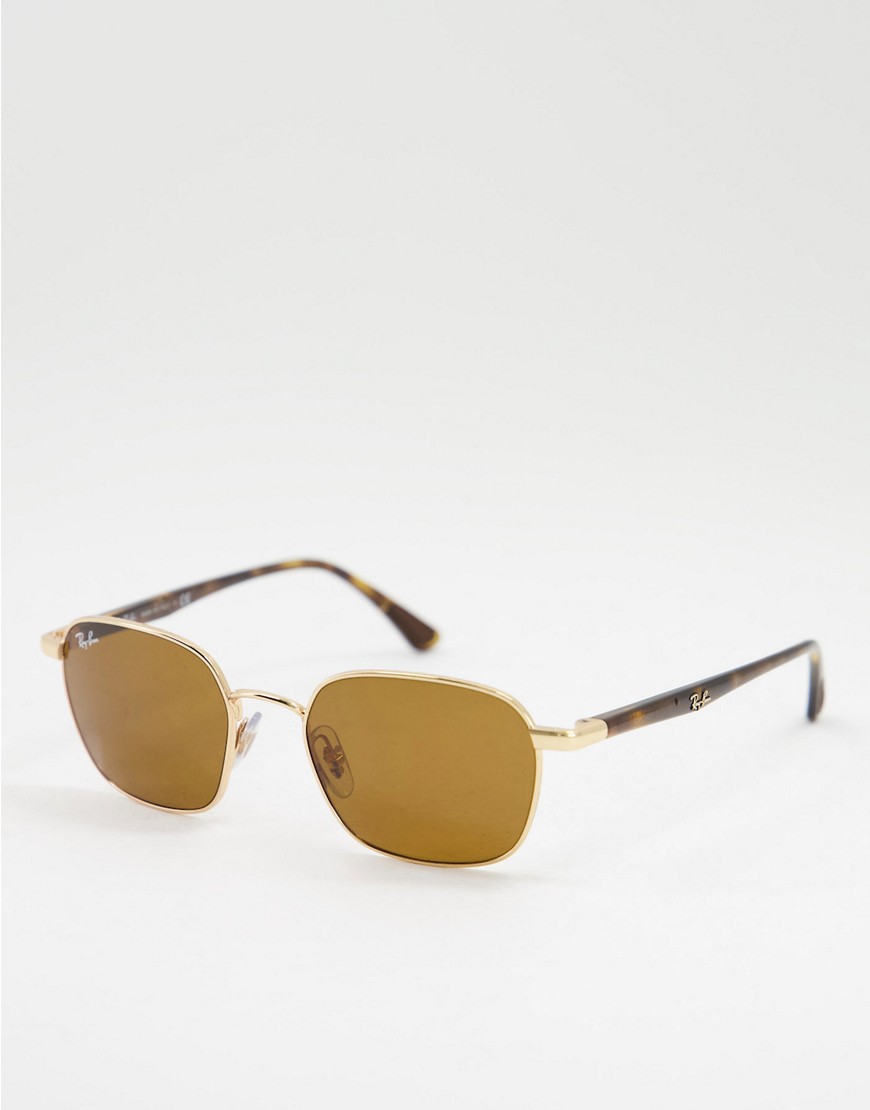 Ray-Ban unisex square sunglasses in gold 0RB3664