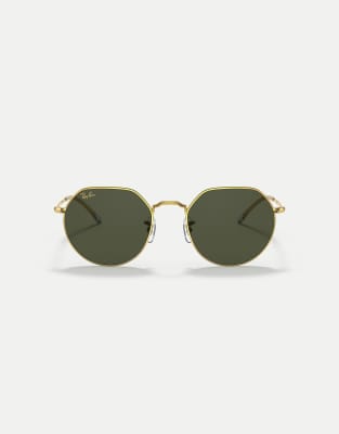 Ray-Ban - Unregelmäßige Sonnenbrille in Gold mit Gläsern in Grün-Goldfarben