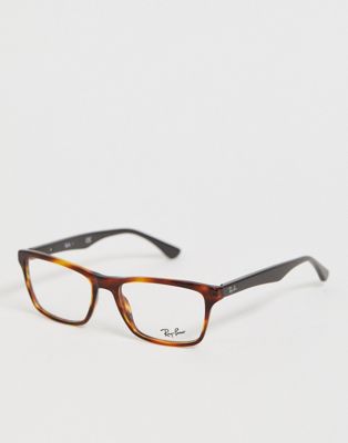Ray Ban - Vierkante bril met doorzichtige glazen in tortoise-Bruin