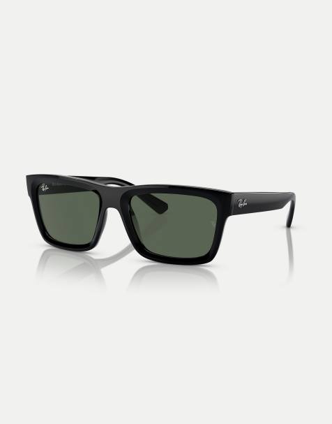 Ray-Ban - Warren - Occhiali da sole rettangolari neri con lenti verdi - view 1