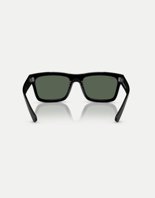 Ray-Ban warren  rectangle sunglasses in black with green lens in black, 4 of 4