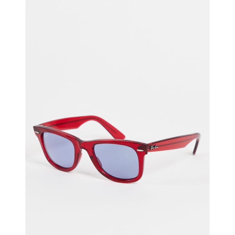 Ray-Ban Wayfarer classic sunglasses with blue lens in red