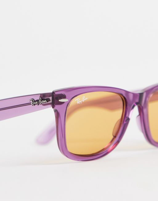 Ray-Ban Wayfarer classic sunglasses with orange lens in purple | ASOS