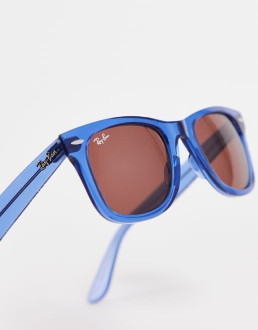 Ray ban sunglasses store with blue frame