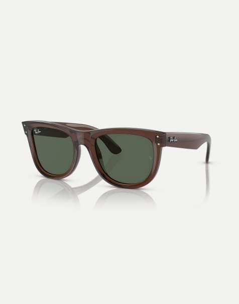 Ray-Ban - Wayfarer - Lunettes de soleil carrées à verres verts - Marron transparent - view 1