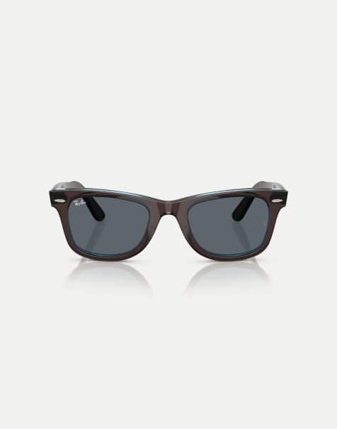 Ray-Ban - Wayfarer - Lunettes de soleil carrées avec verres bleus - Marron et bleu transparent - view 1