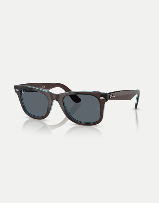 Ray-Ban - Wayfarer - Lunettes de soleil carrées avec verres bleus - Marron et bleu transparent, 2 de 3