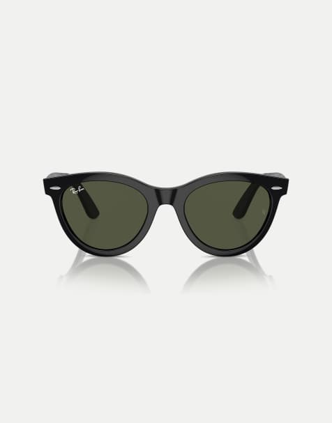 Ray-Ban - Wayfarer - Occhiali da sole rotondi neri con lenti verdi - view 1