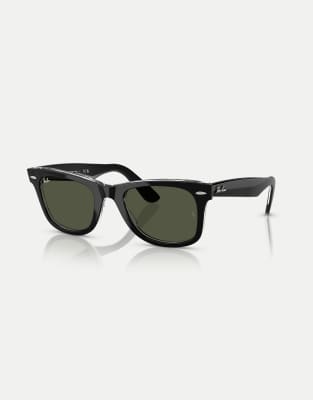 Ray-Ban - Wayfarer - Occhiali da sole squadrati neri con lenti verdi - view 1