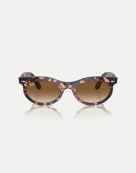 Ray-Ban Wayfarer oval oval sunglasses with brown lens in pink havana