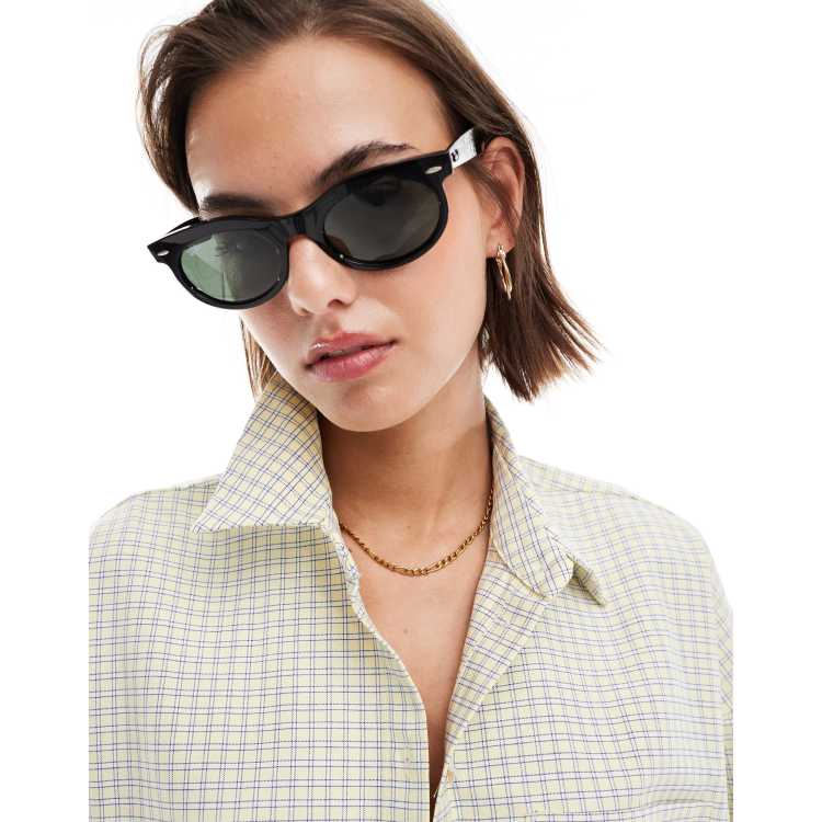 Ray-Ban wayfarer oval sunglasses in black ASOS - Main Image
