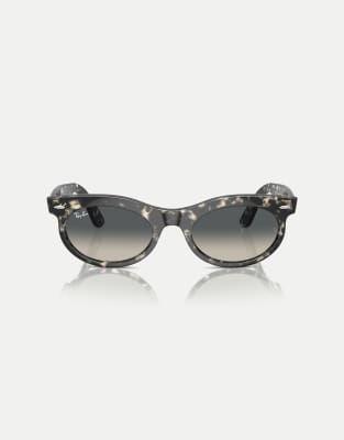 Ray-Ban - Wayfarer - Ovale Sonnenbrille in grauem Havana mit grauen Gläsern