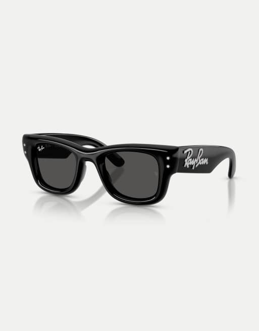Ray-Ban - Wayfarer Puffer Crystal Edition - Lunettes de soleil carrées à verres noirs et strass - Noir, 3 de 4