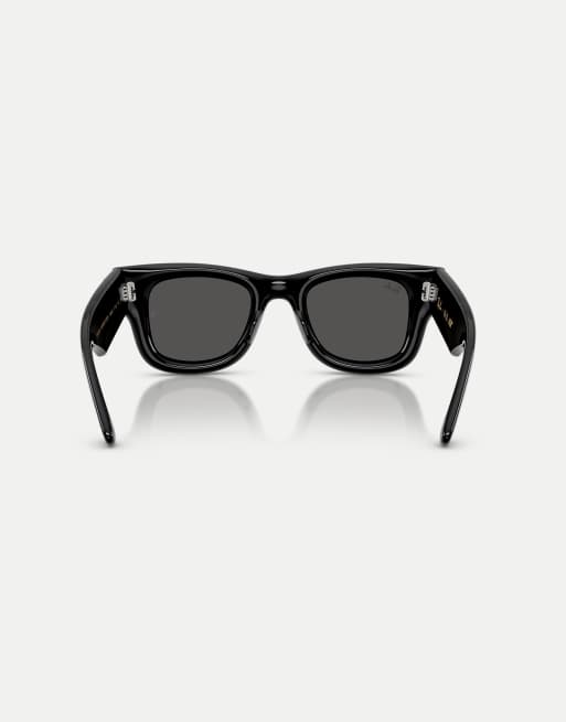 Ray-Ban - Wayfarer Puffer Crystal Edition - Occhiali da sole squadrati neri con lenti nere e cristalli, 2 di 3