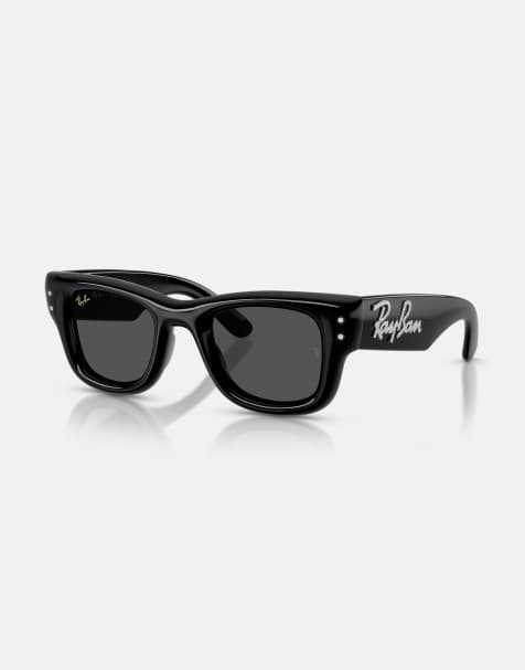 Ray-Ban Wayfarer puffer crystal edition  square sunglasses with black lens in black & strass - view 1