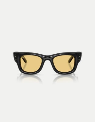 Ray-Ban - Wayfarer Puffer - Lunettes de soleil carrées à verres jaunes - Noir