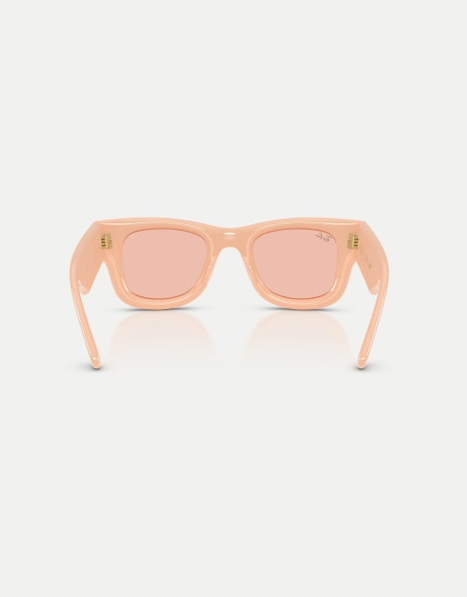 Ray-Ban - Wayfarer Puffer - Lunettes de soleil carrées à verres roses - Nude uni, 3 de 4