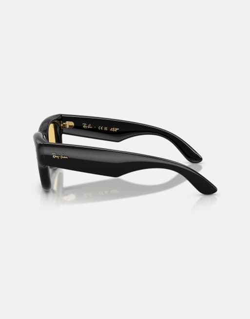 Ray-Ban - Wayfarer Puffer - Occhiali da sole squadrati neri con lenti gialle, 4 di 4
