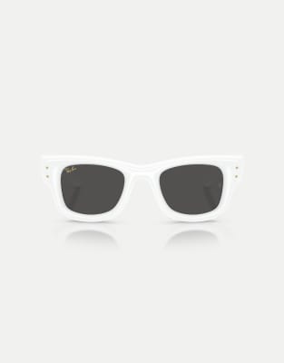 Ray-Ban Wayfarer puffer square sunglasses with black lens in white