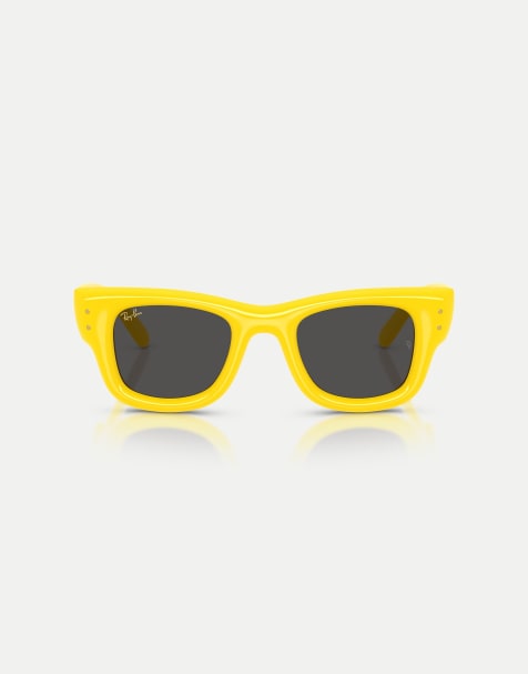Ray-Ban Wayfarer puffer square sunglasses with black lens in yellow - view 1