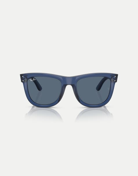 Ray-Ban Wayfarer  square sunglasses with blue lens in transparent navy blue - view 1