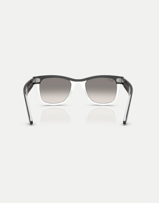 Ray-Ban Wayfarer street neat square sunglasses with grey lens in black on transparent, 2 of 4